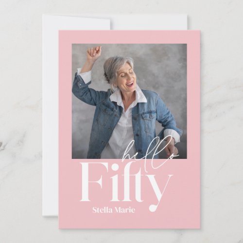 Modern minimal simple girly pink 50th birthday invitation