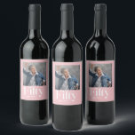 Modern minimal simple girly pink 50th birthday wine label<br><div class="desc">Modern minimal typography simple photo girly pink and white 50th birthday party favor decor wine label. Part of a contemporary collection.</div>