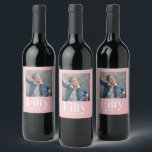 Modern minimal simple girly pink 50th birthday wine label<br><div class="desc">Modern minimal typography simple photo girly pink and white 50th birthday party favor decor wine label. Part of a contemporary collection.</div>