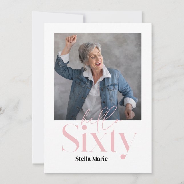 Modern minimal simple girly pink 60th birthday invitation (Front)