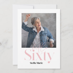 Modern minimal simple girly pink 60th birthday invitation
