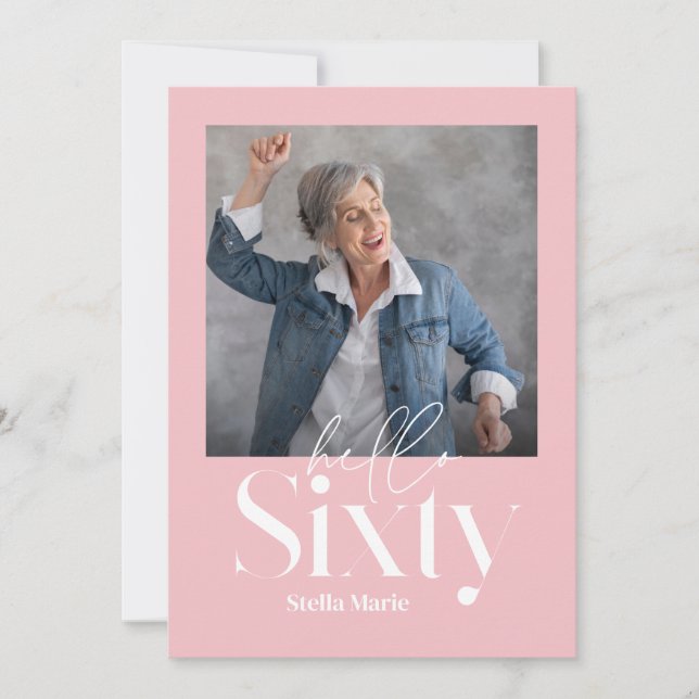 Modern minimal simple girly pink 60th birthday invitation (Front)
