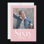 Modern minimal simple girly pink 60th birthday invitation<br><div class="desc">Modern minimal typography simple photo girly pink and white 60th birthday invitation. Part of a contemporary collection.</div>