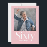 Modern minimal simple girly pink 60th birthday invitation<br><div class="desc">Modern minimal typography simple photo girly pink and white 60th birthday invitation. Part of a contemporary collection.</div>