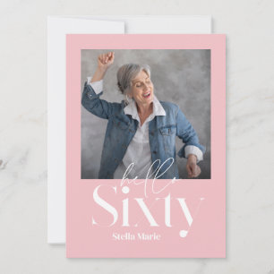 Modern minimal simple girly pink 60th birthday invitation