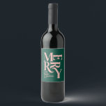 Modern minimal simple green pink Christmas Wine Label<br><div class="desc">Budget Modern minimal traditional retro vintage graphic typography green and pink merry Christmas holiday thank you tag. Part of a bold fun holiday collection.</div>