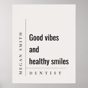 Modern Minimal Simple Healthy Smile Dentist Gift Poster