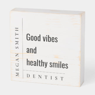 Modern Minimal Simple Healthy Smile Dentist Gift Wooden Box Sign