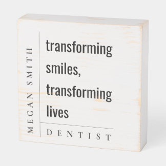 Modern Minimal Simple Healthy Smile Dentist Gift Wooden Box Sign
