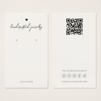Modern Minimal Simple Heart Earrings Display Card