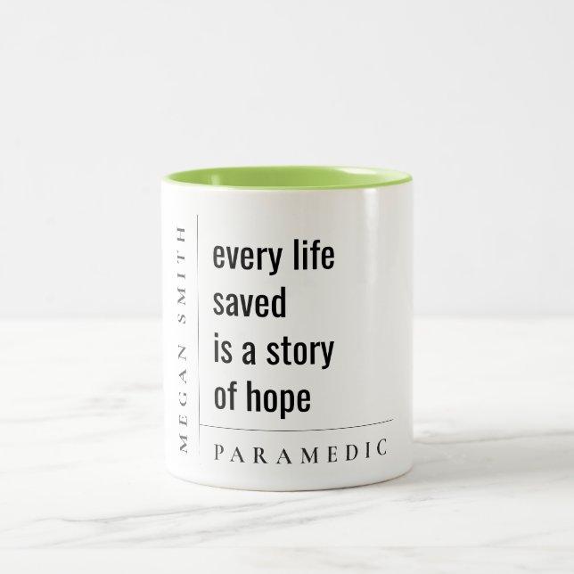 Modern Minimal Simple Motivational Paramedic Gift Two-Tone Coffee Mug (Center)