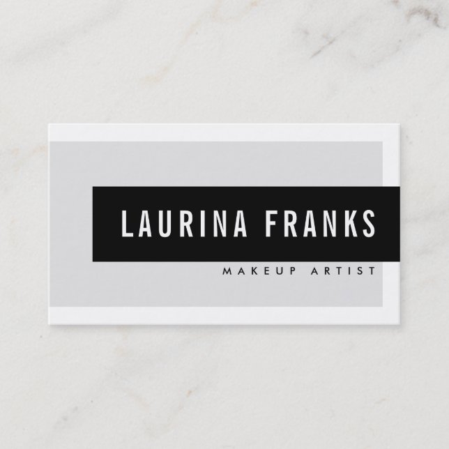 MODERN MINIMAL simple name chic pale gray black Business Card (Front)