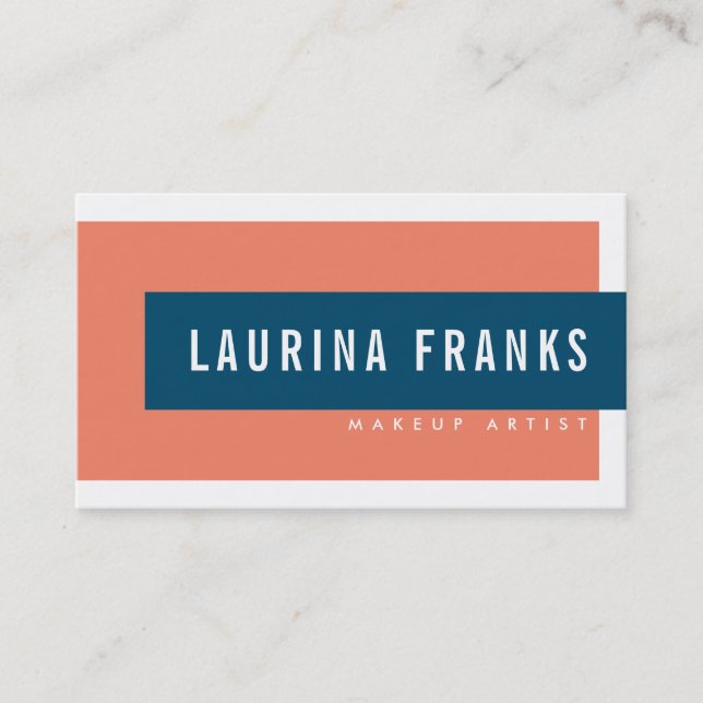 MODERN MINIMAL simple name cool orange navy black Business Card (Front)