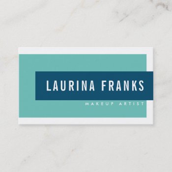 Modern Minimal Simple Name Teal Mint Navy Black Business Card by edgeplus at Zazzle