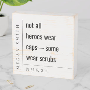 Modern Minimal Simple Nurse Healthcare Gift Wooden Box Sign