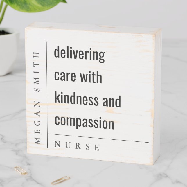 Modern Minimal Simple Nurse Healthcare Gift Wooden Box Sign (In Situ Horizontal)