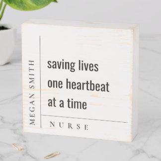 Modern Minimal Simple Nurse Healthcare Gift Wooden Box Sign