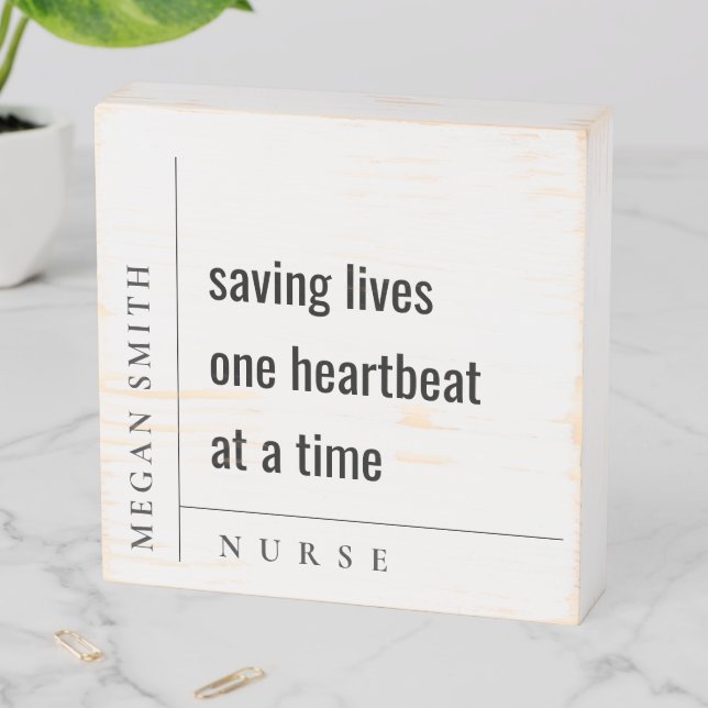 Modern Minimal Simple Nurse Healthcare Gift Wooden Box Sign (In Situ Horizontal)