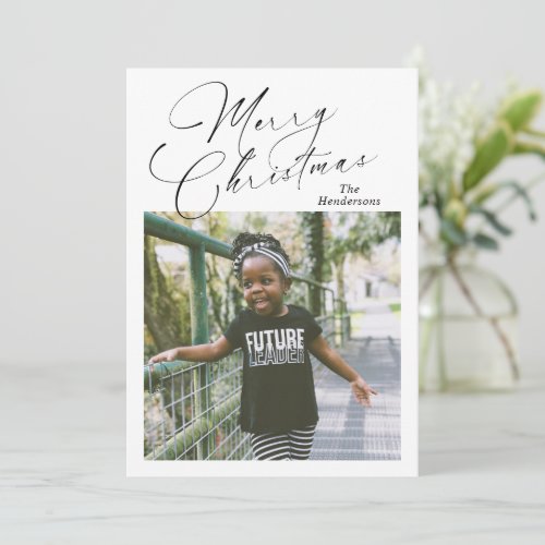 Modern Minimal Simple Photo Elegant Christmas Holiday Card