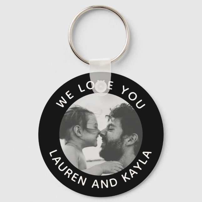 Modern Minimal Simple Photo Message Father Cool Keychain (Front)