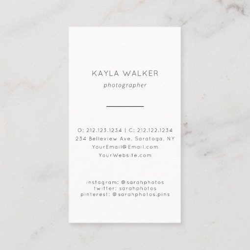 Modern Minimal Simple Photo Photographer Trendy Business Card | Zazzle