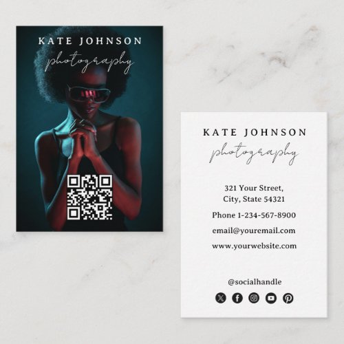 Modern Minimal Simple Professional Photo QR Code Business Card