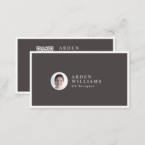 Modern Minimal Simple Professional QR code Photo Business Card