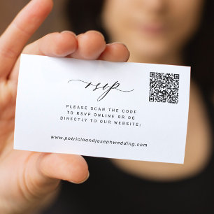 Modern minimal simple QR code wedding RSVP Enclosure Card