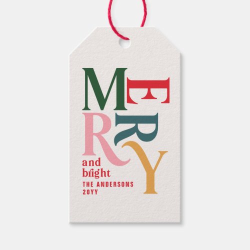 Modern minimal simple red colorful Christmas Gift Tags