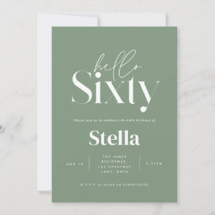 Modern minimal simple sage green 60th birthday invitation