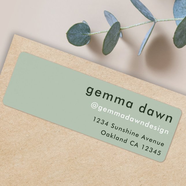 Modern Minimal Simple Sage Green Instagram Address Label (Creator Uploaded)