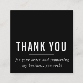 MODERN MINIMAL simple thank you black white LOGO Square Business Card