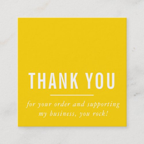 MODERN MINIMAL simple thank you bright yellow LOGO Square Business Card