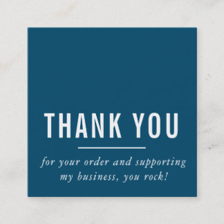 MODERN MINIMAL simple thank you dark blue LOGO Square Business Card