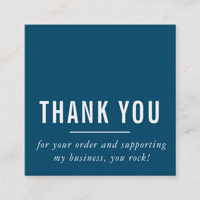MODERN MINIMAL simple thank you dark blue LOGO Square Business Card (Front)