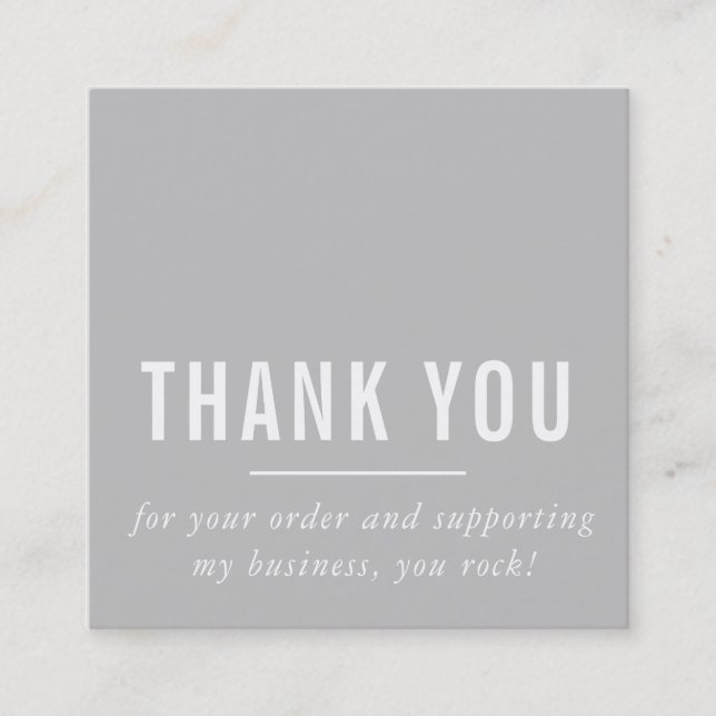 MODERN MINIMAL simple thank you gray white LOGO Square Business Card (Front)