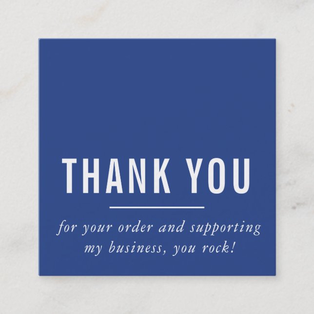 MODERN MINIMAL simple thank you royal blue LOGO Square Business Card (Front)