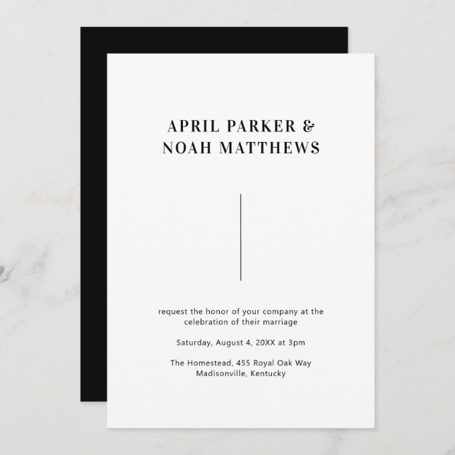 Modern Minimal Simple Typography Black and White Invitation (Front/Back)