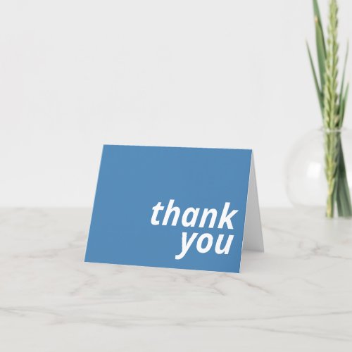 Modern Minimal Simple Typography  Blue  Thank You Card