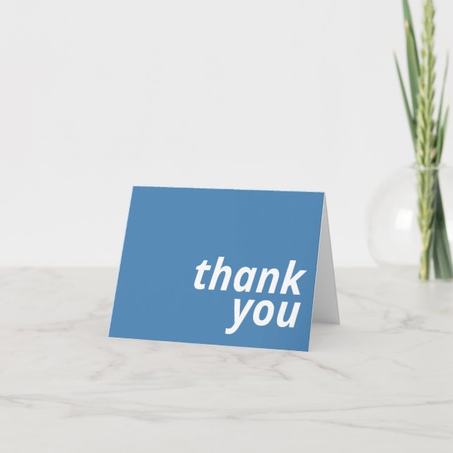 Modern Minimal Simple Typography | Blue  Thank You Card (Front)
