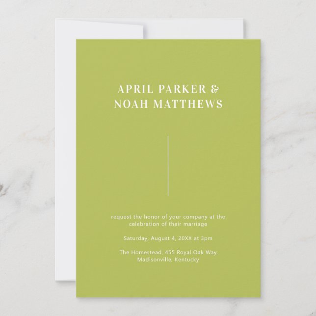 Modern Minimal Simple Typography Chartreuse Green Invitation (Front)