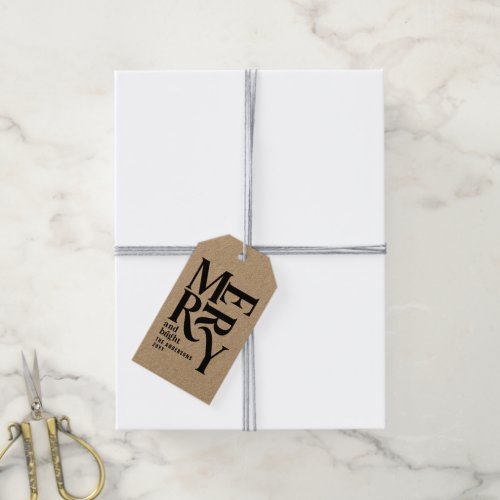 Modern minimal simple unique black Christmas Gift Tags