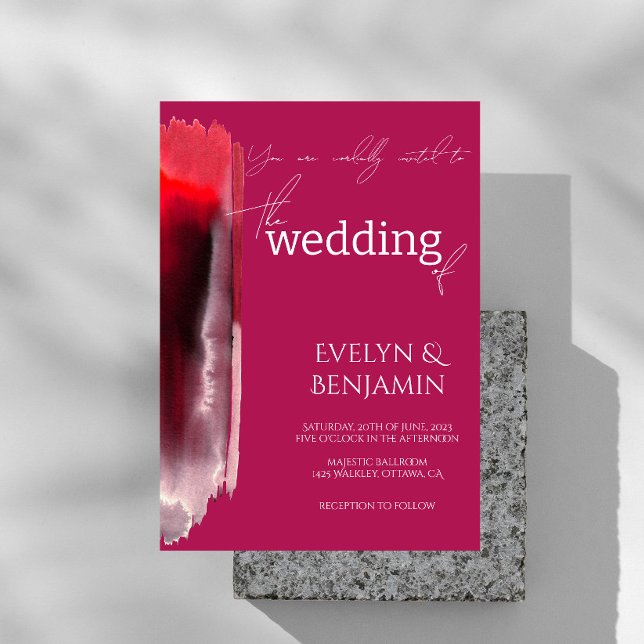 Modern, Minimal, Simple Viva Magenta Wedding   Invitation (Creator Uploaded)