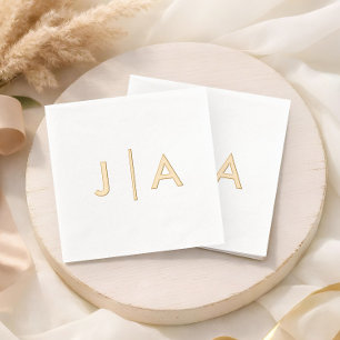 Modern Minimal Simple Wedding Monogram Foil Napkins