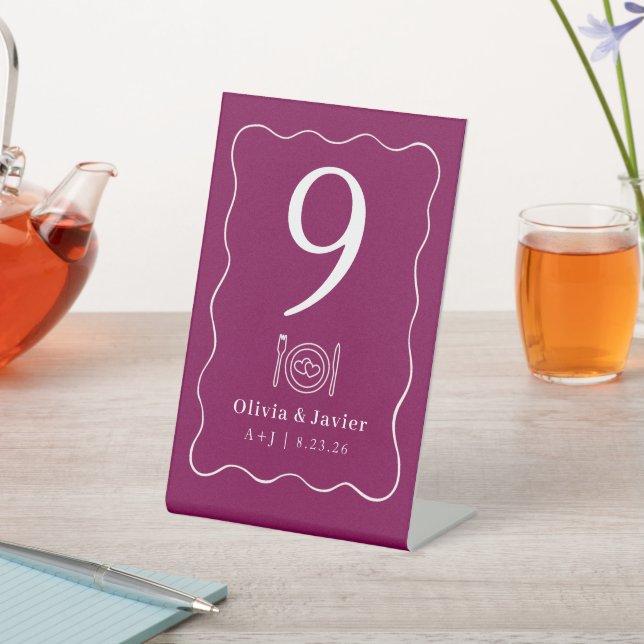 Modern Minimal Simple Wedding Table Numbers Pedestal Sign (In SItu)