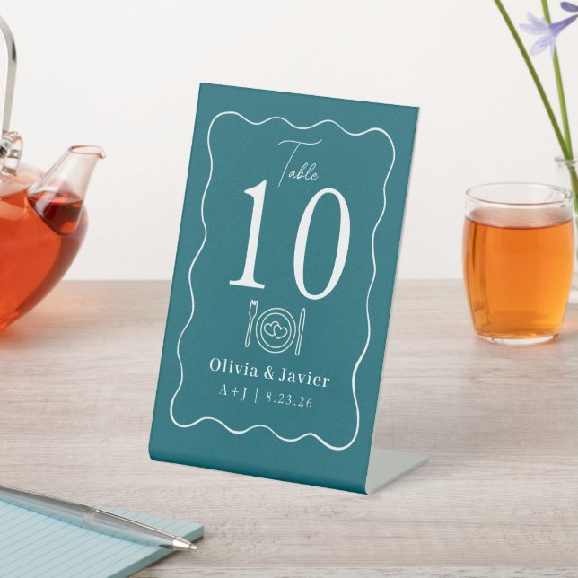 Modern Minimal Simple Wedding Table Numbers Pedestal Sign (In SItu)
