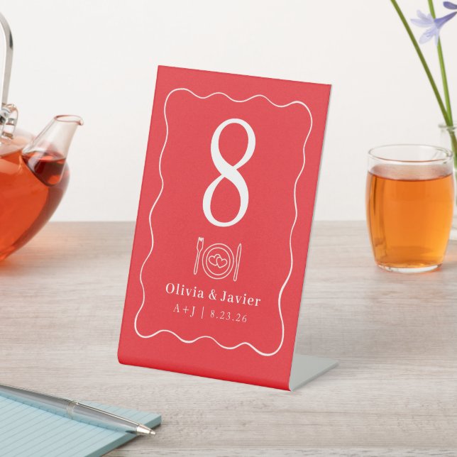 Modern Minimal Simple Wedding Table Numbers Pedestal Sign (In SItu)