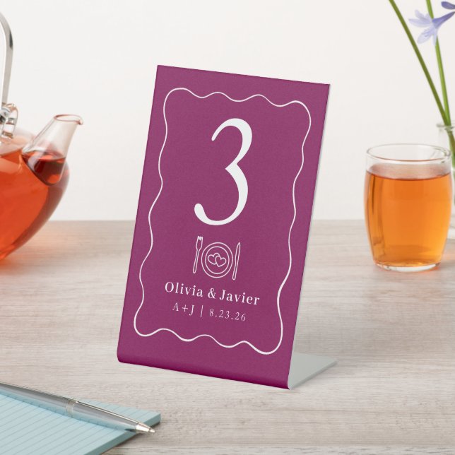Modern Minimal Simple Wedding Table Numbers Pedestal Sign (In SItu)