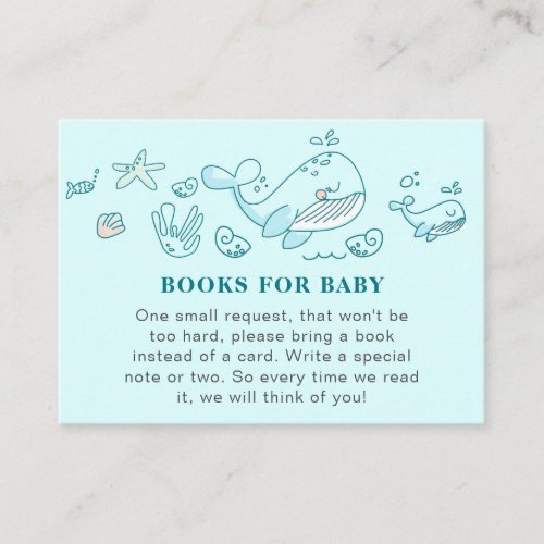 Modern Minimal Simple Whale Blue Baby Shower Enclosure Card