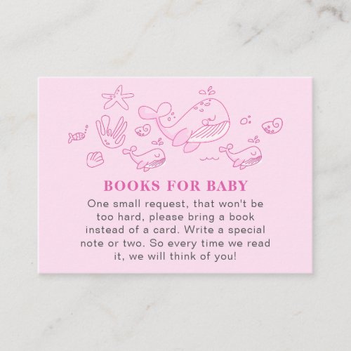 Modern Minimal Simple Whale Pink Baby Shower Enclosure Card